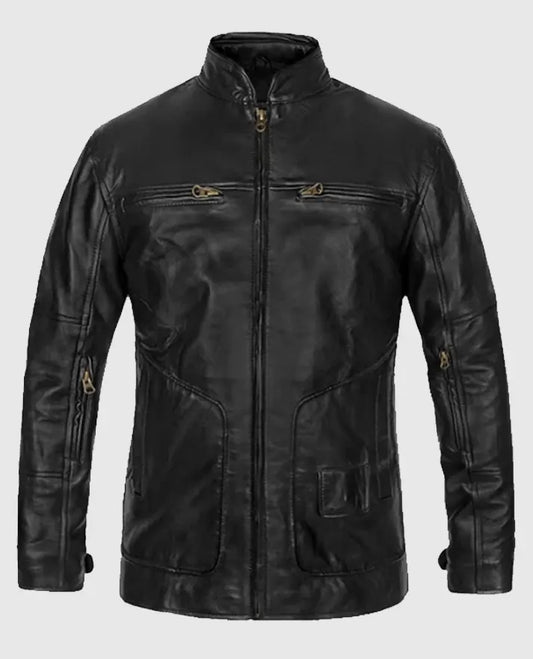 Men's Cafe Racer Black Leather Jacket