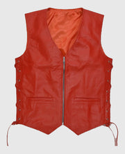 Men's Classic Red Laced Leather Vest