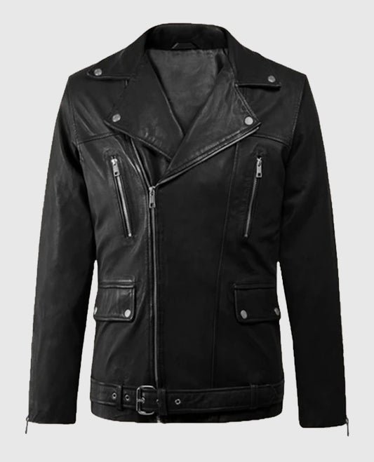 Men's Dauntless Black Biker Leather Jacket