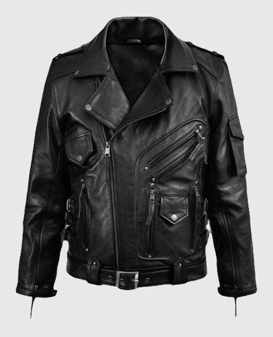 Men's Deadwood Black Moto Style Leather Jacket