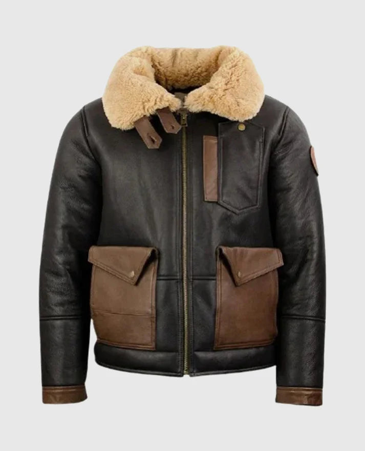 Men's F-35 Aviator Chocolate Sheepskin Jacket