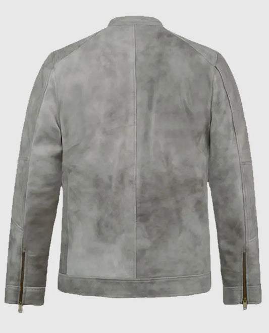Men's Harbor Gray Suede  Biker Jacket