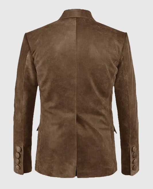 Men's Quaint Brown Leather Blazer