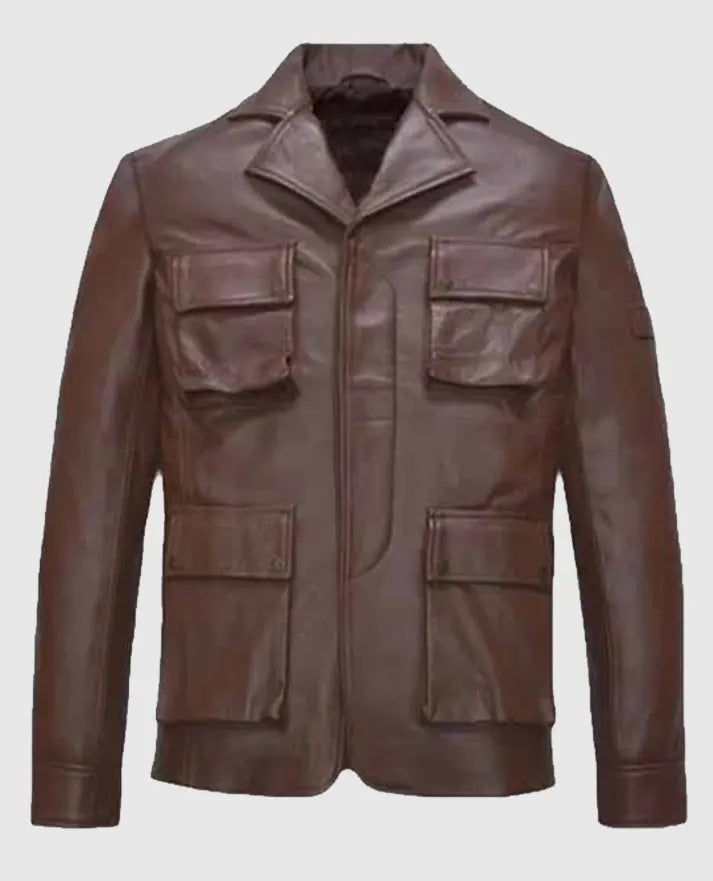 Men's Shirt Style Brown Leather Jacket