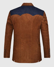 Men's Western Brown Suede Leather Blazer