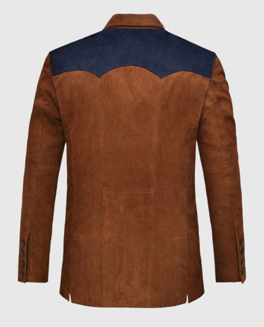 Men's Western Brown Suede Leather Blazer