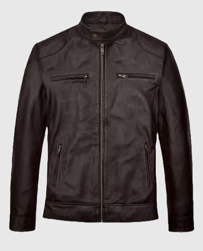 Michael Jordan Brown Cafe Racer Leather Jacket