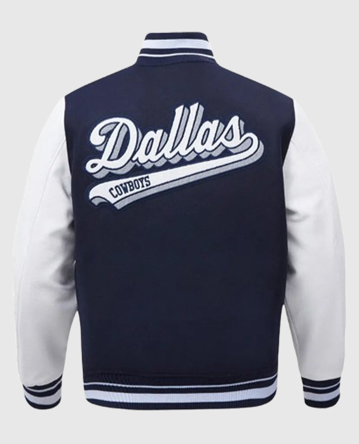 NFL Dallas Cowboys Script Tail Classic Rib Varsity Jacket