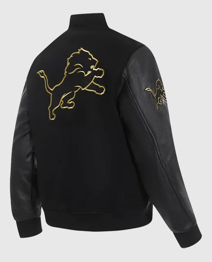 NFL Detroit Lions Full-Zip Black Varsity Jacket