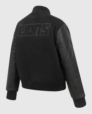 NFL Detroit Lions Triple Black Varsity Wool/Leather Jacket