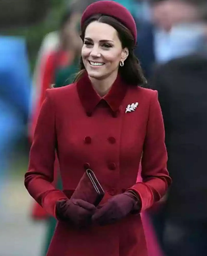 Princess Kate Middleton Red Wool Coat