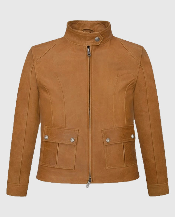 Scarlett Johansson Brown Leather Jacket