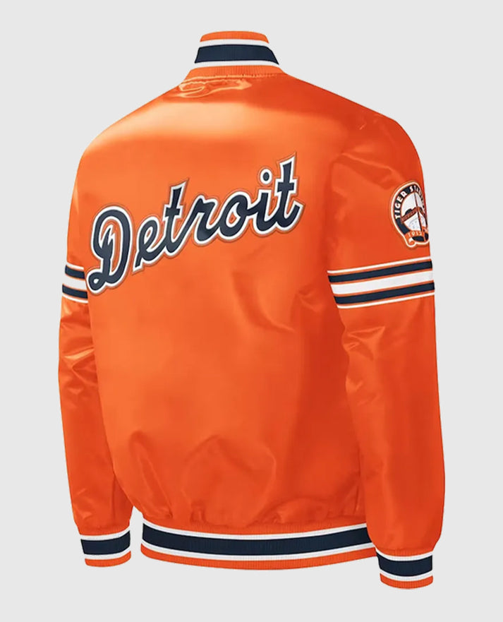 Slider Detroit Tigers Orange Satin Varsity Jacket