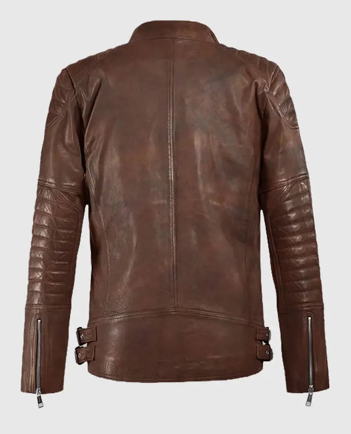 Spanish Brown Shotgun Moto Leather Jacket