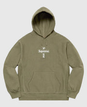 Supreme Cross Box Logo Olive Hooded Sweatshirt