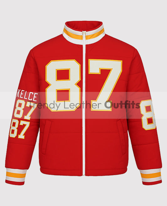 Taylor Swift Kelce 87 Red Puffer Jacket