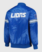 The Pick and Roll Detroit Lions Blue Full-Snap Satin Varsity Jacket