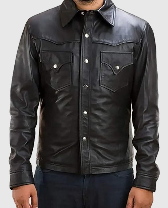 The Walking Dead Governor Leather Jacket in Black