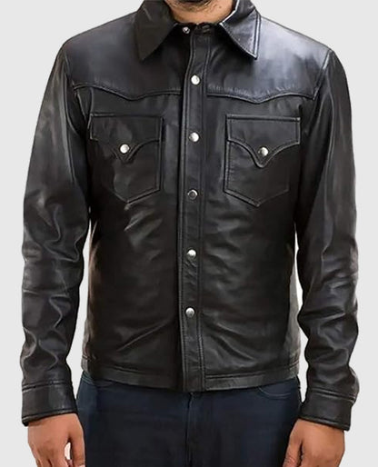 The Walking Dead Governor Leather Jacket in Black