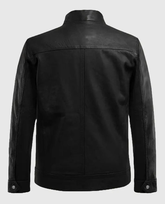 Thunder Storm Black Leather Biker Jacket For Men