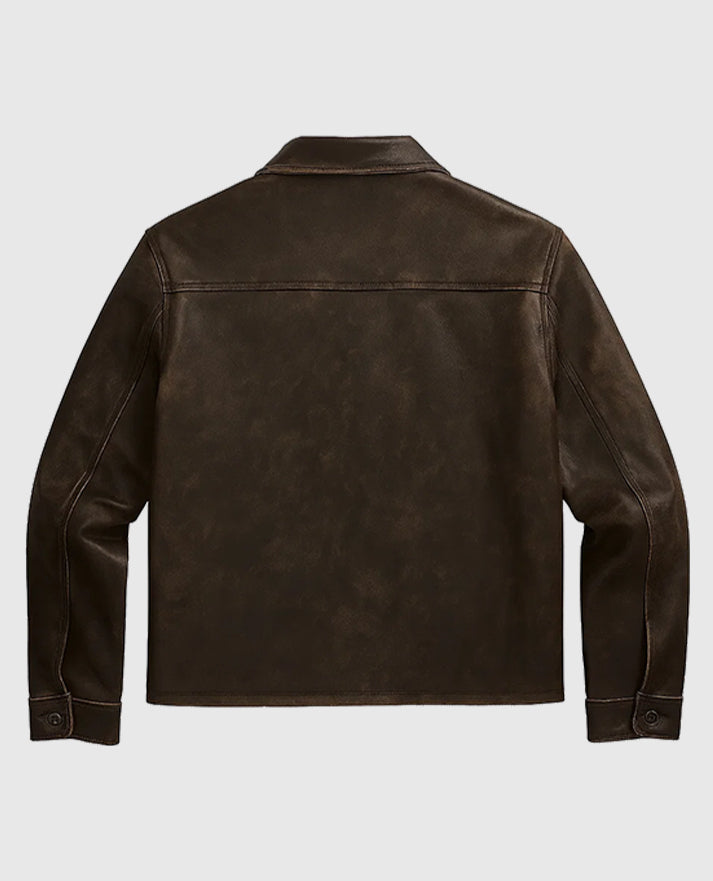 Tom Cruise Paris Olympics 2024 Leather Brown Jacket