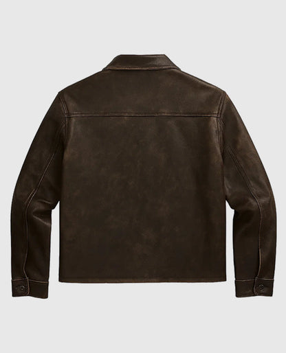 Tom Cruise Paris Olympics 2024 Leather Brown Jacket