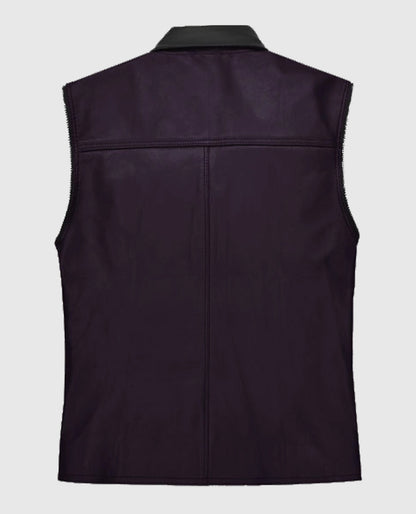 Two-Tone Purple and Black Biker Leather Vest