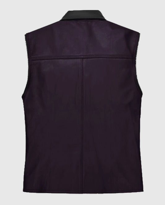 Two-Tone Purple and Black Biker Leather Vest