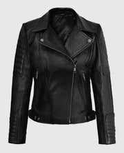 Victoria Justice Black Leather Biker  Jacket