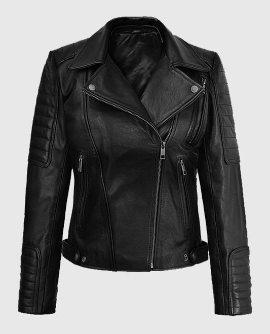 Victoria Justice Black Leather Biker  Jacket