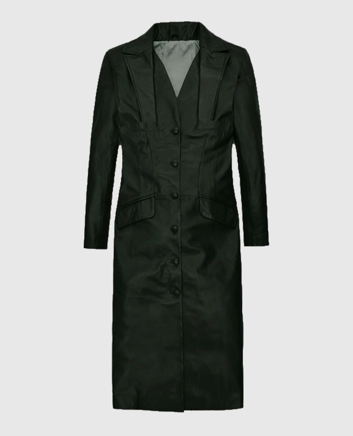 Women's Black Chelsea Leather Long Coat