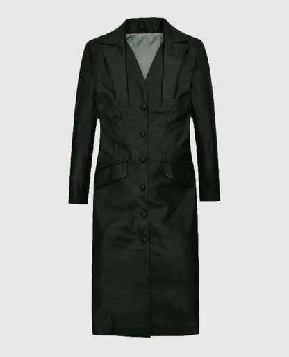 Women's Black Chelsea Leather Long Coat
