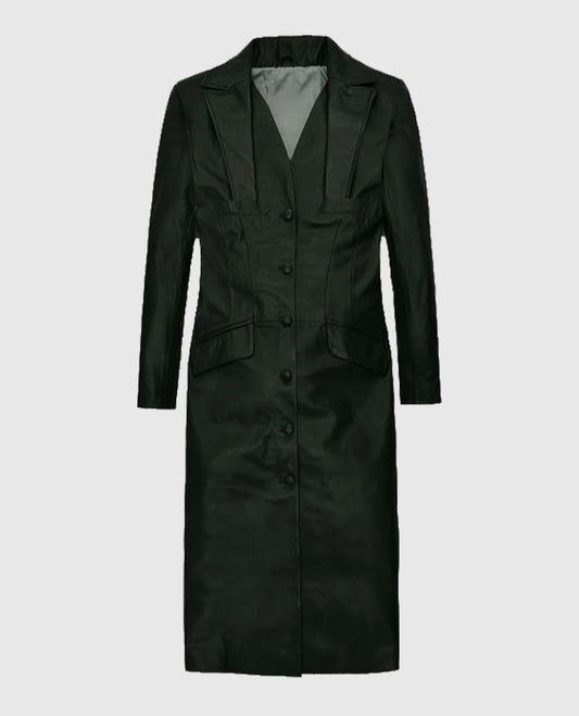 Women's Black Chelsea Leather Long Coat