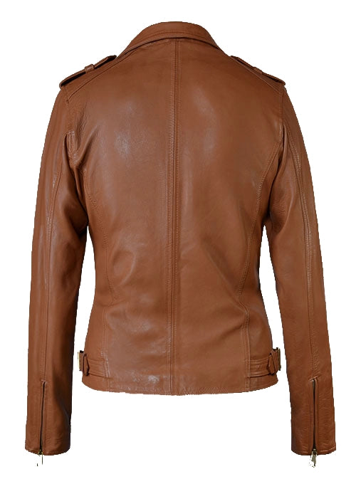 Women's Brown Biker Leather Jacket 