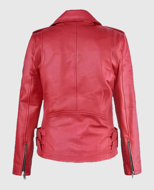 Women's Raspberry Red Leather Jacket