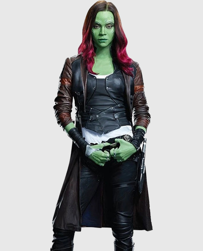 Zoe Saldana Guardians of the Galaxy Vol 2 Leather Coat