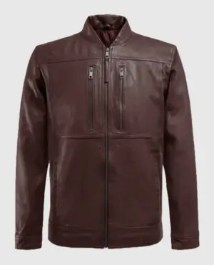 Men's Burgundy Thunder Storm Biker Leather Jacket