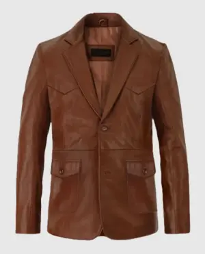 Western Leather Blazer For Men