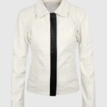 Women's Off-White Shirt-Style Leather Jacket