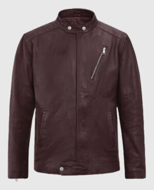 Men's Burgundy Motorad Biker Leather Jacket