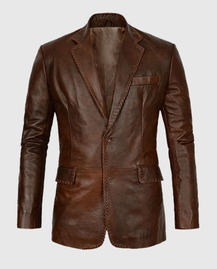 Men's Brown Spanish Medieval Leather Blazer