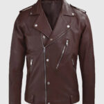 Men's Burgundy Beast Biker Leather Jacket