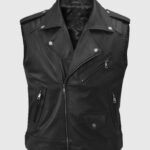 Men's Black Bikers Quilted Leather Vest