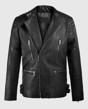 Men's Black Shotgun Moto Leather Jacket
