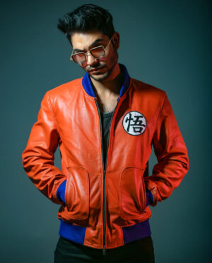 Goku Dragon Ball Z Unisex Orange Leather Jacket